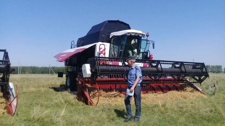 Комбайннар парады Иске Байсар авылы янында дәвам итә