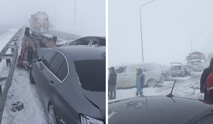 Буран вакытында берьюлы 22 автомобиль бәрелешкән: бер кеше үлгән